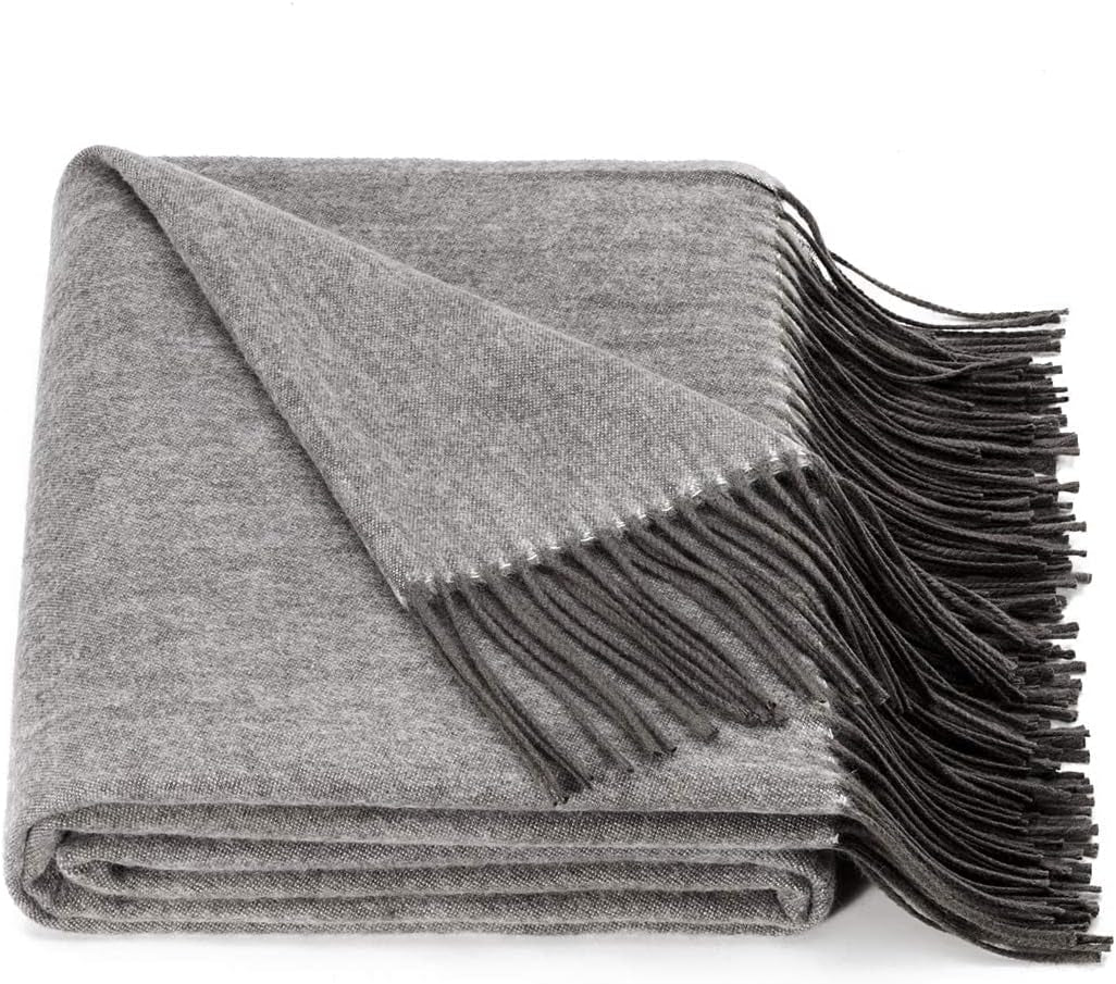 Bed Throws Wool Throw Blanket Grey Wool Blanket 70% Wool 30% Viscose Shawl Warp Twin Lightweight Throw Blanket for Bed Couch