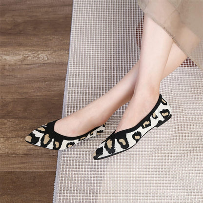 Women'S Flats Breathable Knit Pointed Flats Loafers Shoes,Work Flats Office Shoes Comfortable Flexible Mule Shoes Ballet Flats