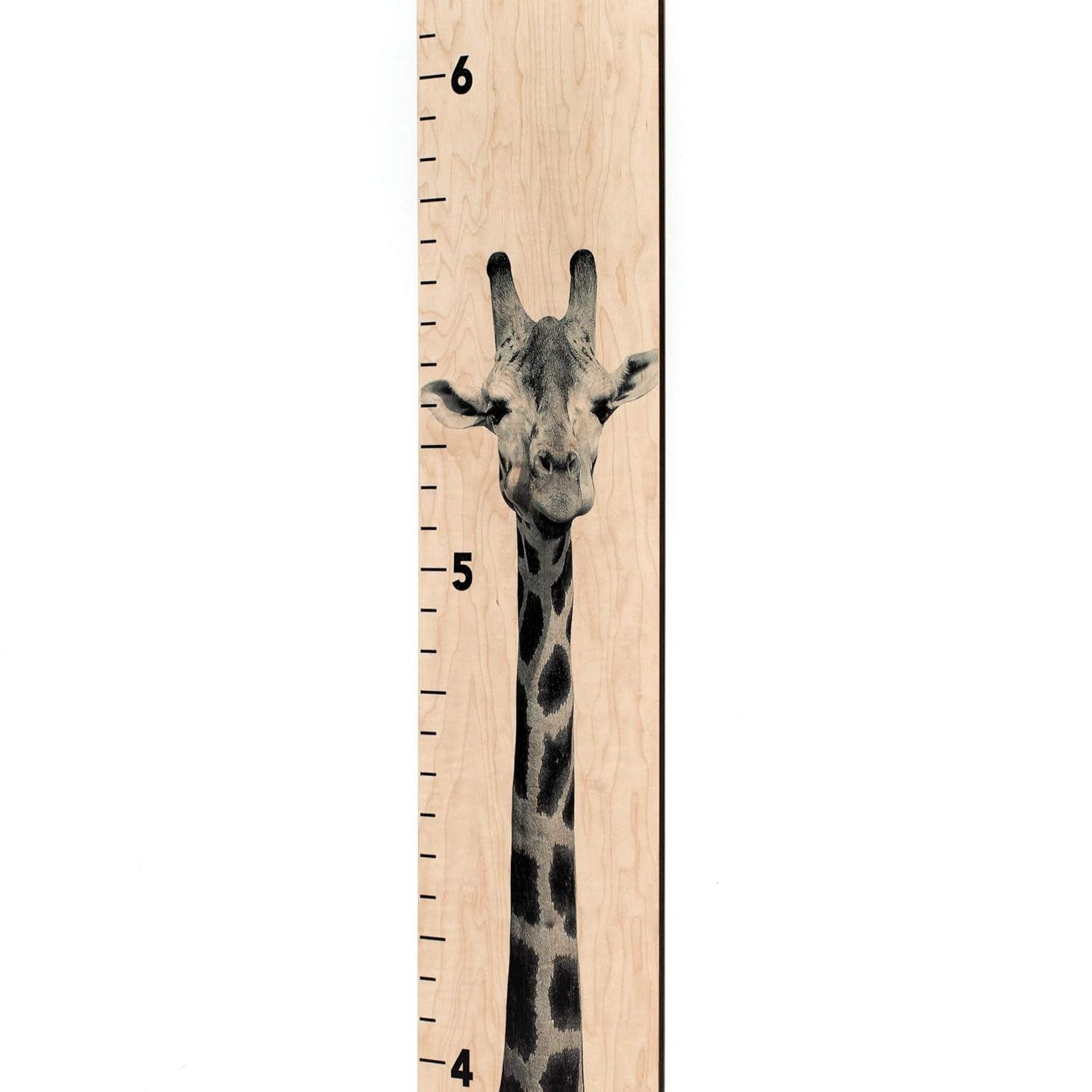 Wooden Ruler Growth Chart for Kids, Boys & Girls - Height Chart & Height Measurement for Wall - Kids Nursery Wall Decor & Room Hanging Wall Decor - Giraffe Theme - Natural