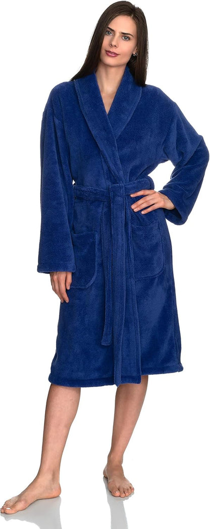 Womens Robe Super Soft Plush Bathrobe Fleece Spa Bath Robe for Women