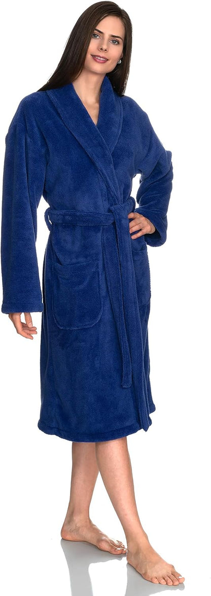 Womens Robe Super Soft Plush Bathrobe Fleece Spa Bath Robe for Women