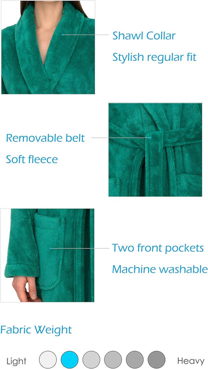 Womens Robe Super Soft Plush Bathrobe Fleece Spa Bath Robe for Women