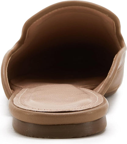 Womens Braided Pointed Toe Mules Low Heel Loafers Woven Slip on Flats Slide Backless Cut Out Comfortable Shoes 8.5 Coffee