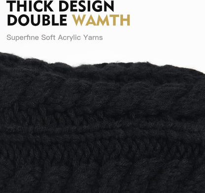 Ponytail Beanies for Women Messy Bun Winter Hat with Tail Hole Warm Lined Knit Skull Beanie Outdoor Runner Cap