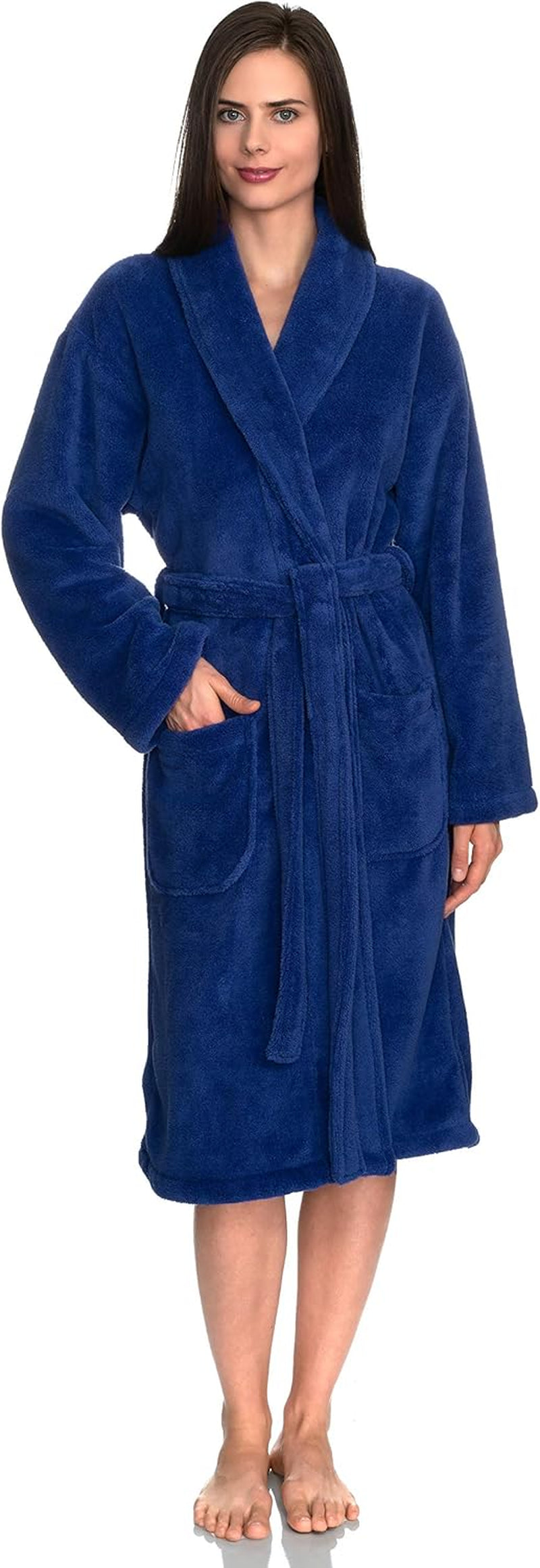 Womens Robe Super Soft Plush Bathrobe Fleece Spa Bath Robe for Women
