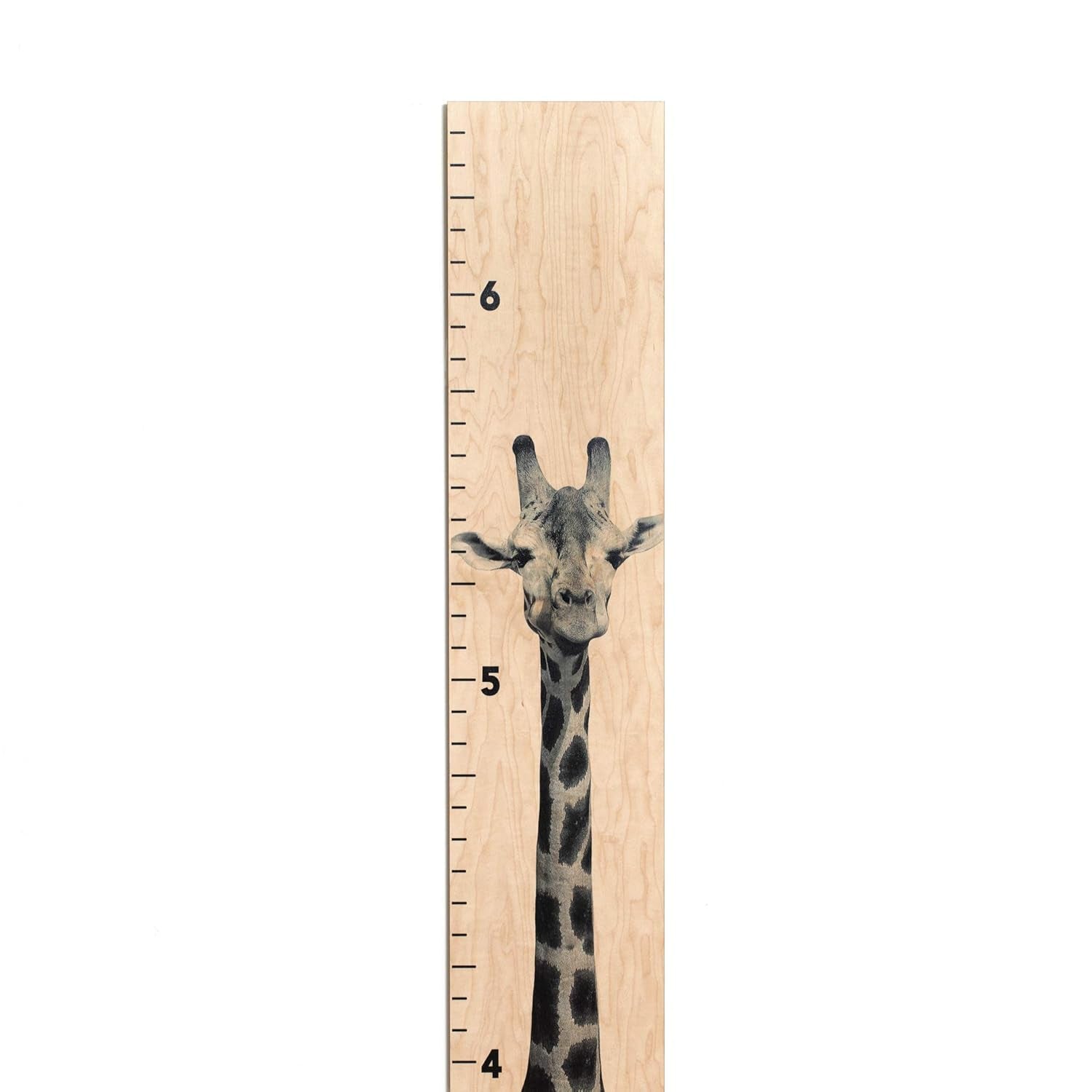 Wooden Ruler Growth Chart for Kids, Boys & Girls - Height Chart & Height Measurement for Wall - Kids Nursery Wall Decor & Room Hanging Wall Decor - Giraffe Theme - Natural