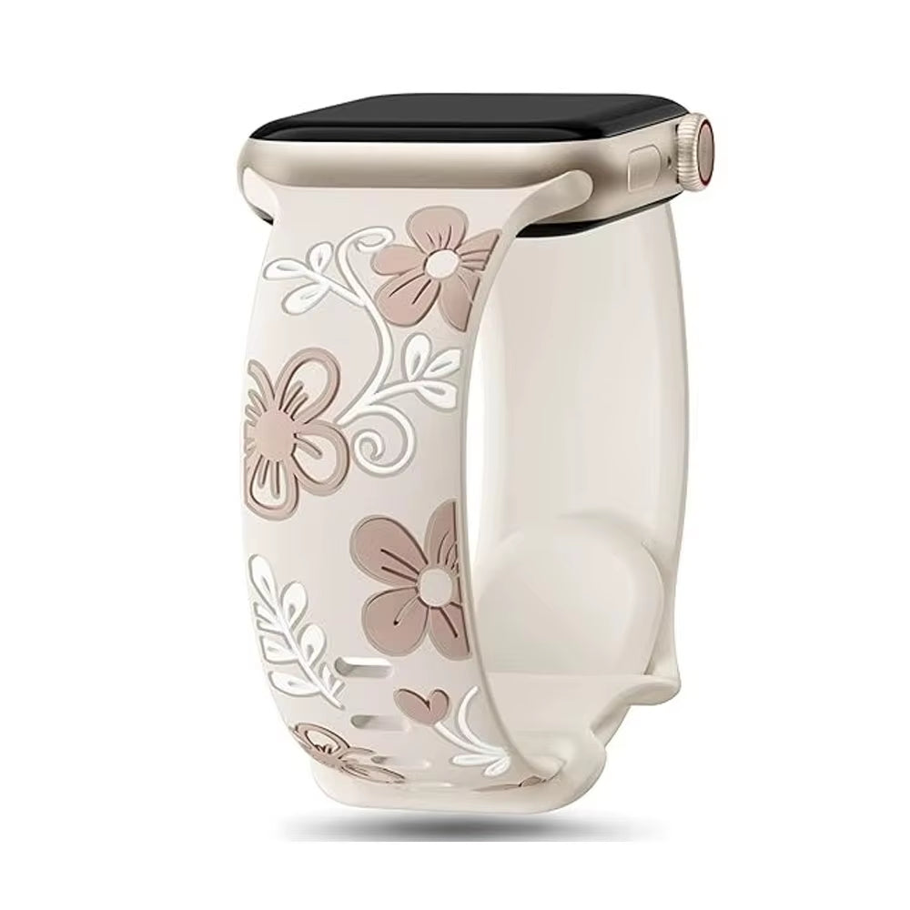 Engraved Strap for Apple Watch Band 45/44/42/41/40/49/46/38Mm Silicone Correa Bracelet Iwatch Series 10 9 8 7 SE 6 5 4 Ultra2