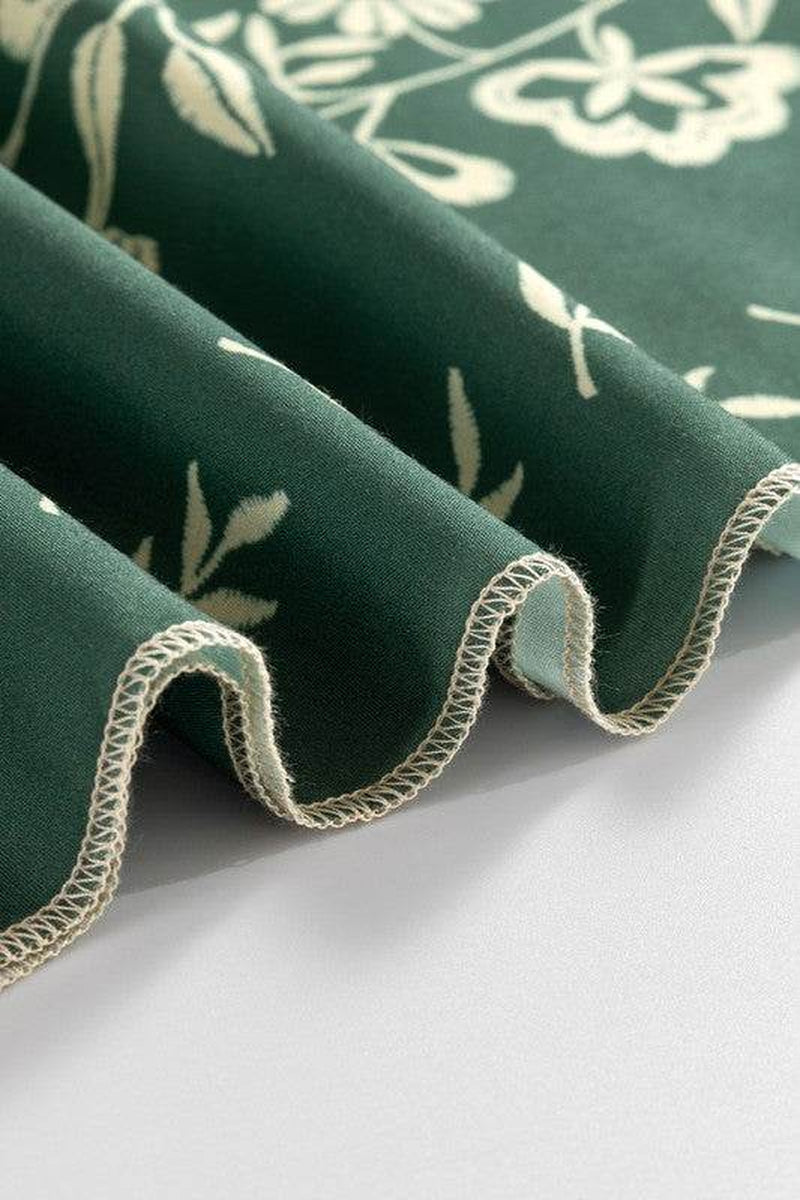 Tie Neck Boho Floral Puff Sleeve Shift Dress