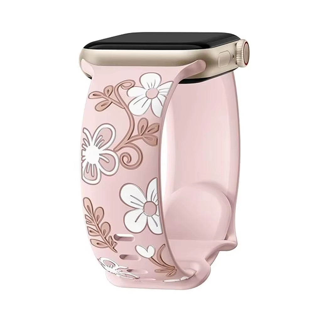 Engraved Strap for Apple Watch Band 45/44/42/41/40/49/46/38Mm Silicone Correa Bracelet Iwatch Series 10 9 8 7 SE 6 5 4 Ultra2