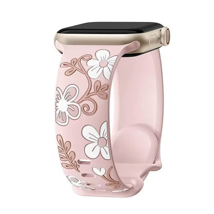 Engraved Strap for Apple Watch Band 45/44/42/41/40/49/46/38Mm Silicone Correa Bracelet Iwatch Series 10 9 8 7 SE 6 5 4 Ultra2