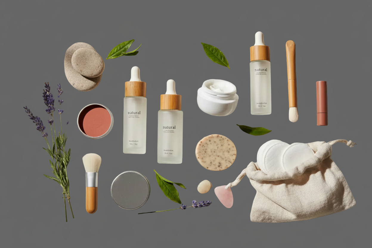 Women's beauty products background